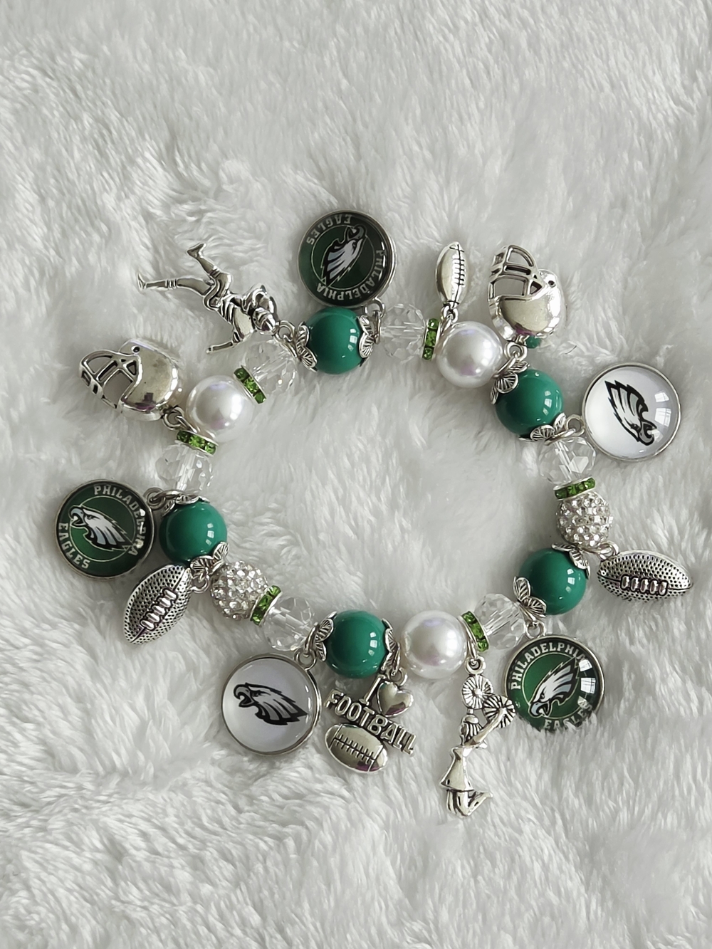Philadelphia Eagles Green Charm Bracelet - Women’s NFL Team Jewelry
